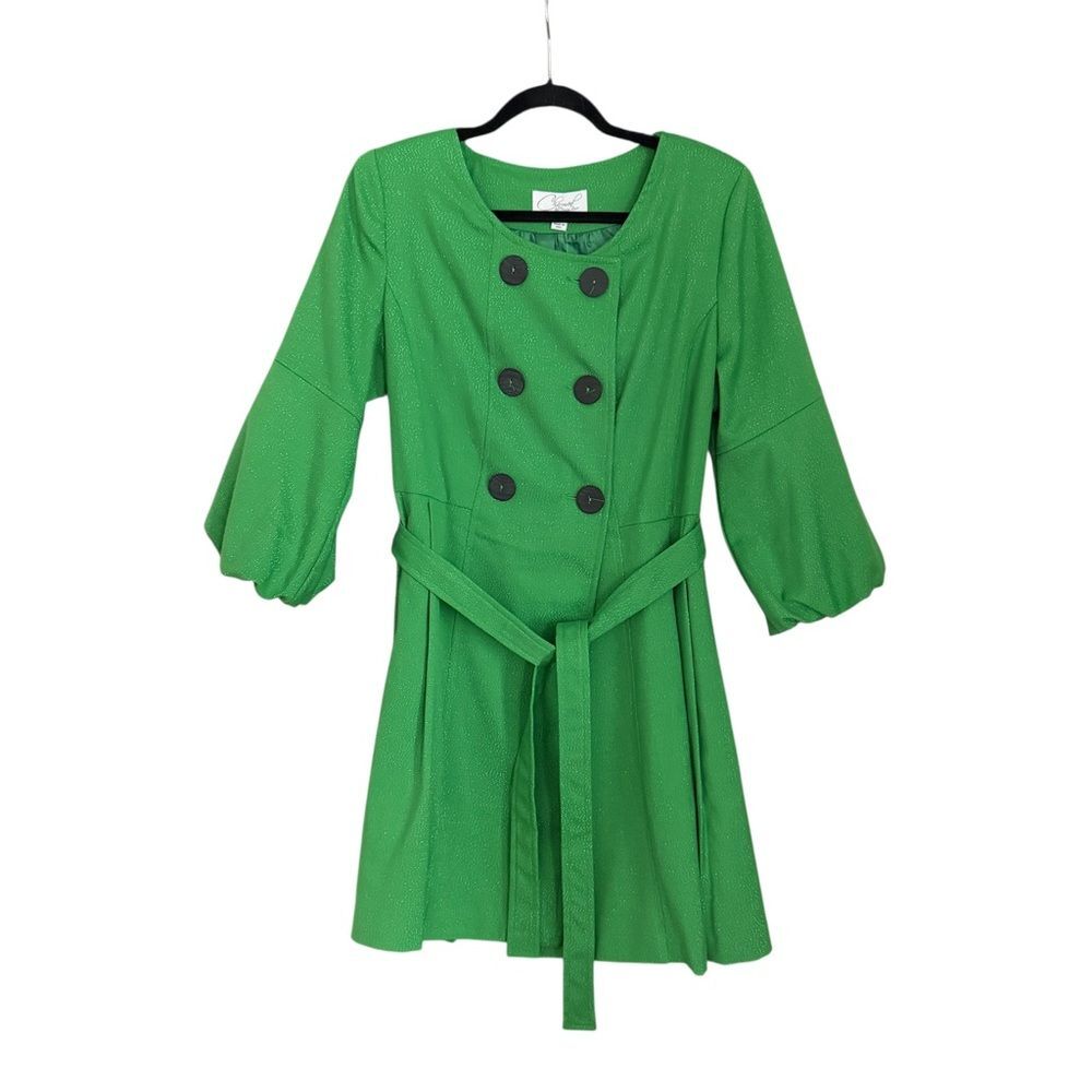 NWT Charmed by Nancy Rose Sparkle Green Trenchcoat Women’s Size L